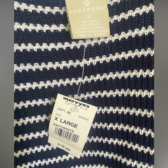 NWT Vintage Partners XL Navy White Striped Knit Tank Top Cotton blend Scoop Neck - Picture 6 of 9